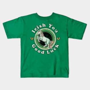 Irish You Good Luck - Vintage St Patricks Day Unicorn Kids T-Shirt